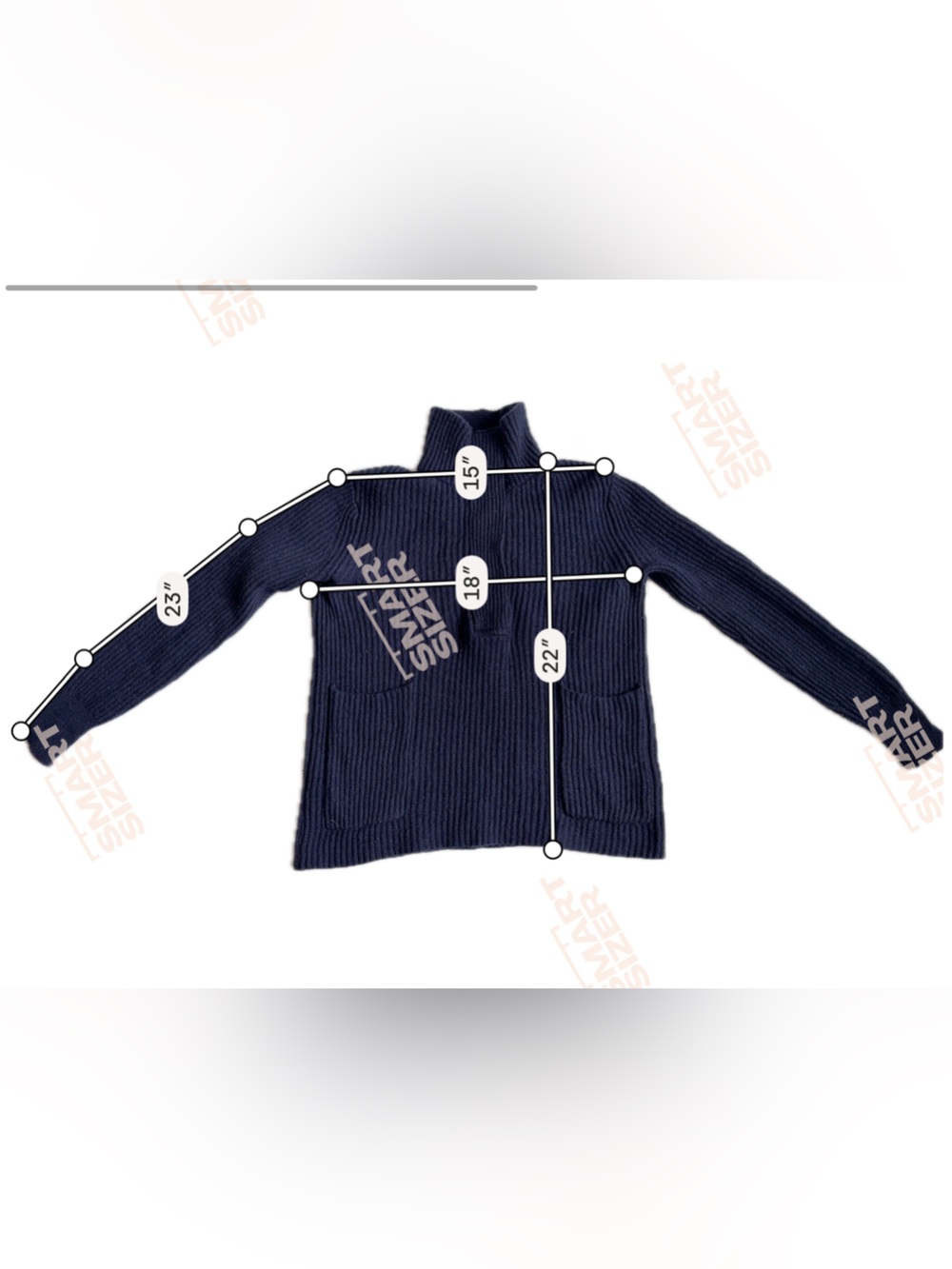 J. Crew - Women’s 100% Wool Two Pocket Ribbed Popover - Size Small - Navy Blue - Picture 6 of 6